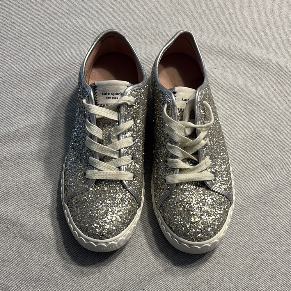 Kate Spade Silver Glitter Sneakers